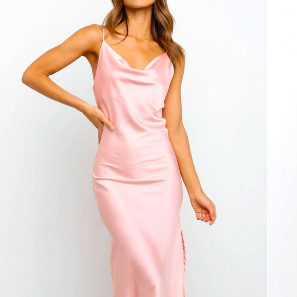Petal & Pup Dresses Satin Midi Style With A Cowl Neckline And